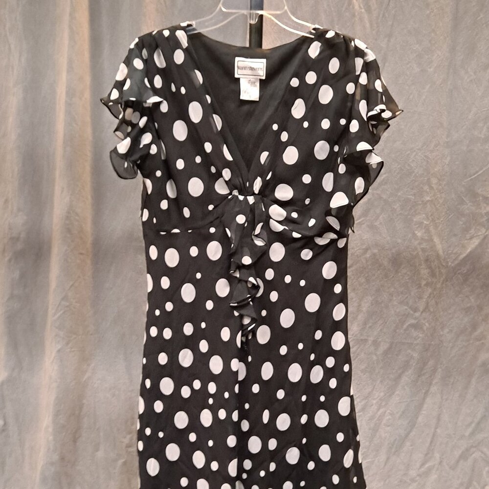 Karin Stevens Black Polka Dot Dress Size 12